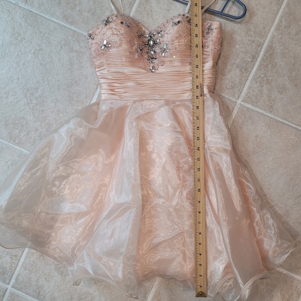 Vintage Laura Rhinestone Cocktail Dress Pink Salmon Size 4 - Picture 12 of 15